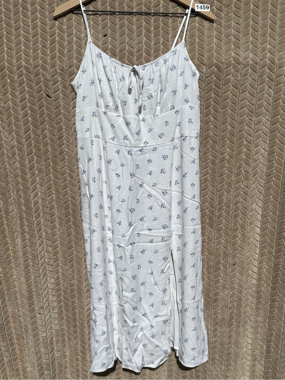 Abercrombie & Fitch Floral Slip Dress White Blue Midi Dress Cottagecore Size L